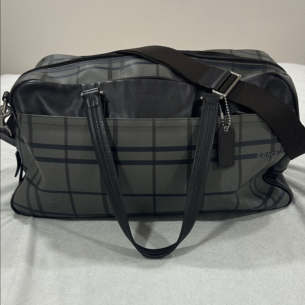 Coach Tattersall Brown & Gray Checkered Duffel Bag